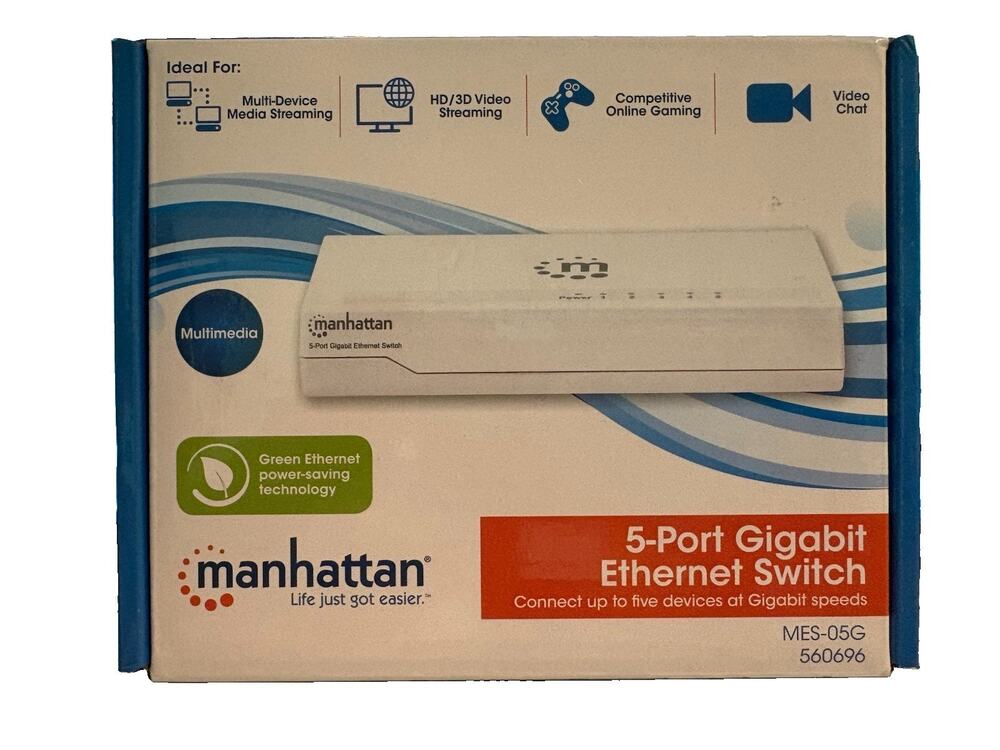Manhattan 5-Port Gigabit Ethernet Switch Windows XP, 7/8, Vista, Mac OS NEW